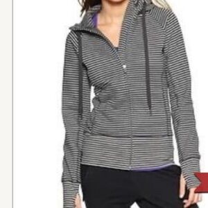 Gap fit stripe zipper zip up fleece hoodie activewear